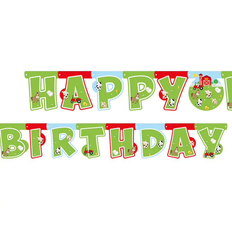 Çiftlik Hayvanları Happy Birthday Harf Banner
