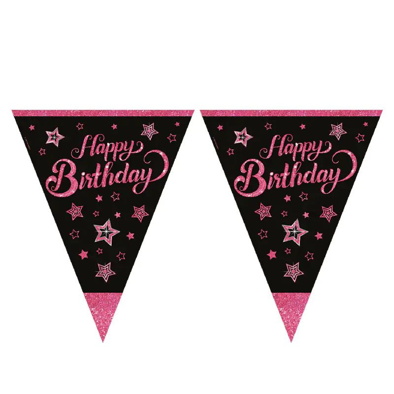 Pink Stars Birthday Bayrak Set (2,90 m)