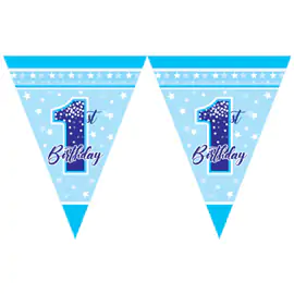 First Birtday Stars Boy 1 Yaş Erkek Bayrak Set (3,20 m)