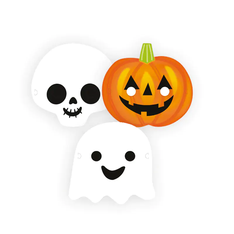 Halloween Asorti Kağıt Maske (6 Adet)