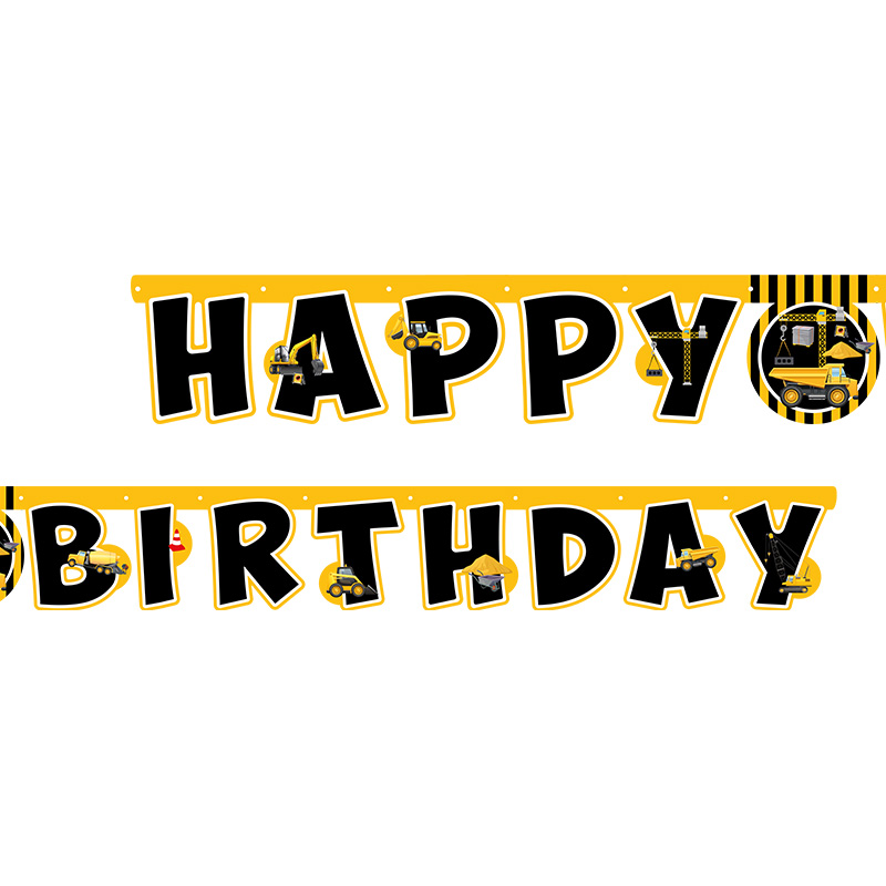 İnşaat Happy Birthday Harf Banner (2,10 m)