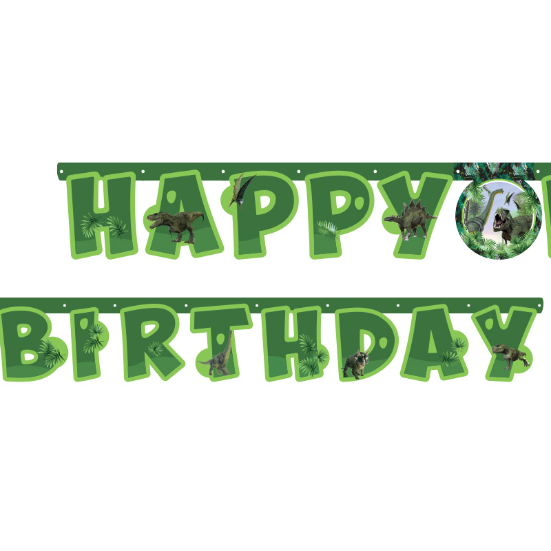 Vahşi Jurassik Parti Happy Birthday Harf Banner