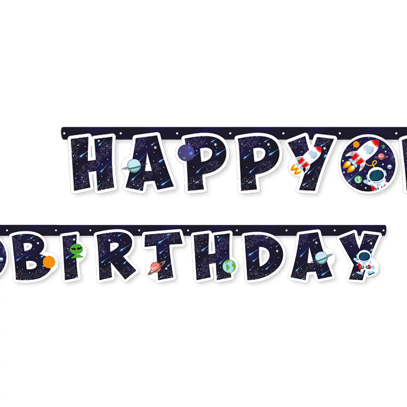 Kozmik Galaksi Happy Birthday Harf Banner (2,10 m)