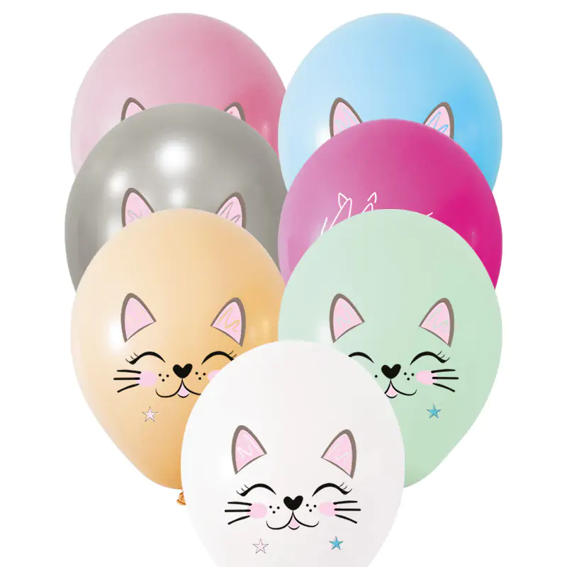 4+1 Miss Cat Baskılı 12” Pastel Balon 100'lü