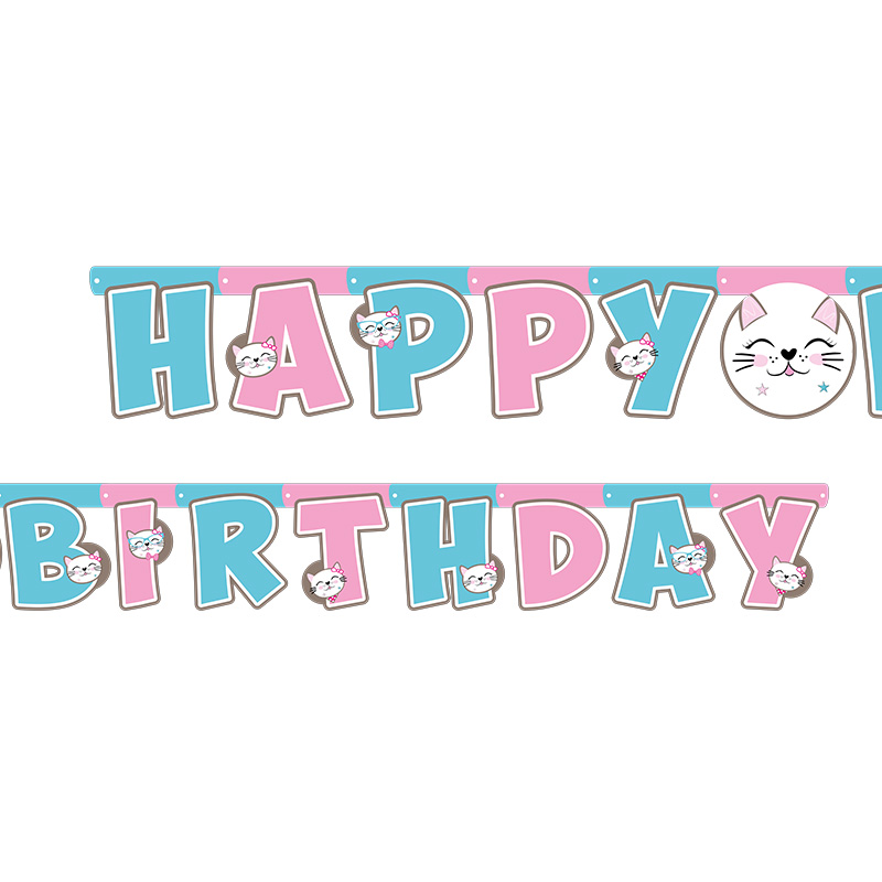Miss Cat Happy Birthday Harf Banner (2,10 m)
