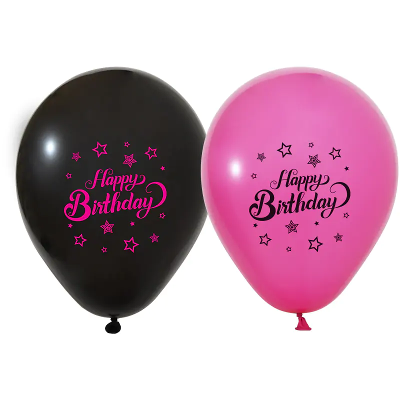 1+1 Pink Stars Happy Birthday 12" Pastel Balon 100'lü