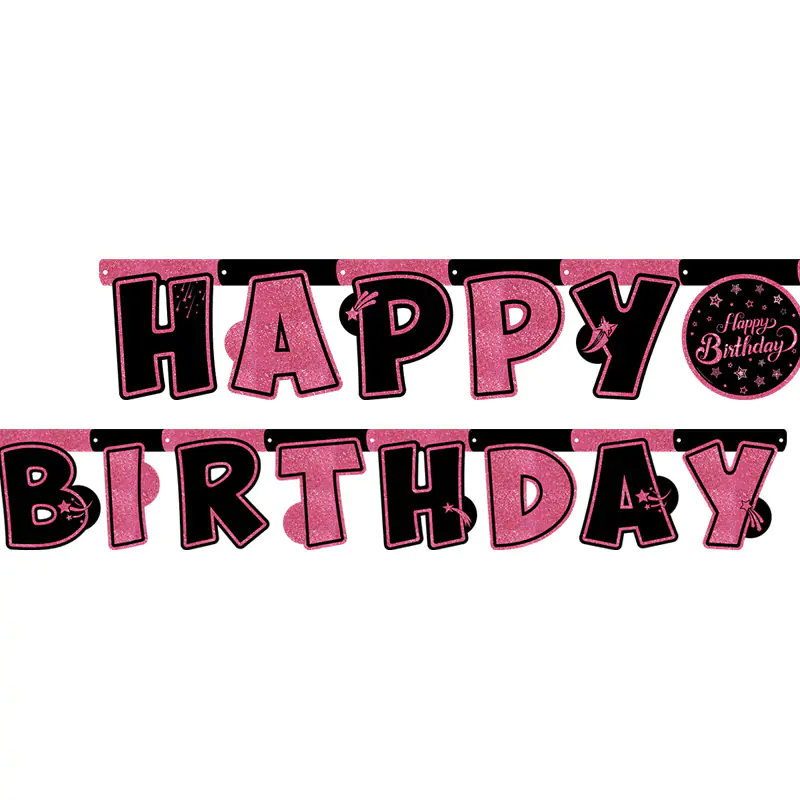 Pink Stars Birthday Happy Birthday Harf Banner (2,10 m)