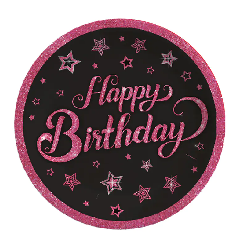 Pink Stars Birthday Tabak 8'li